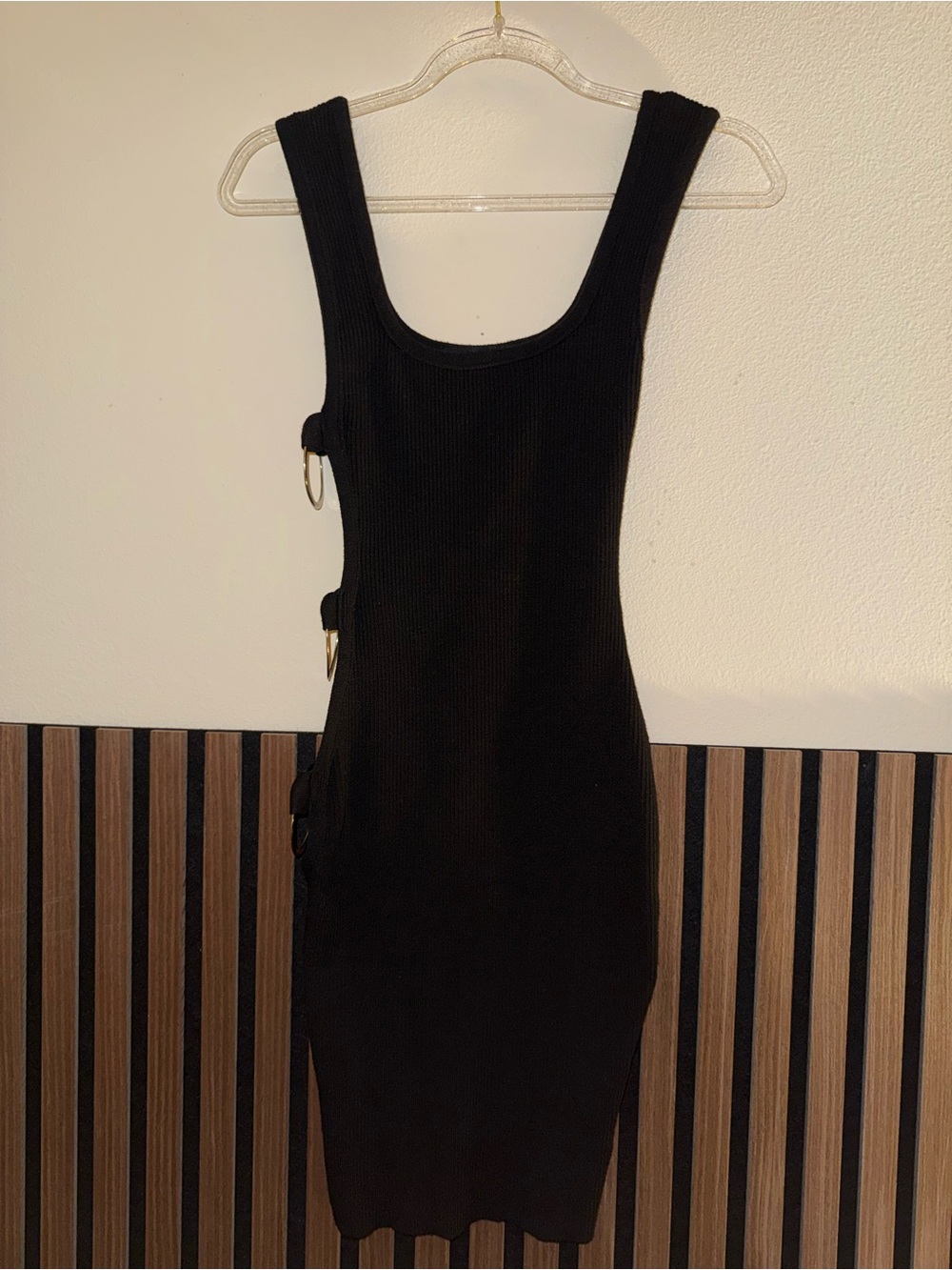 Black Ribbed Side-Tie Tank Mini Dress - Picture 5 of 5